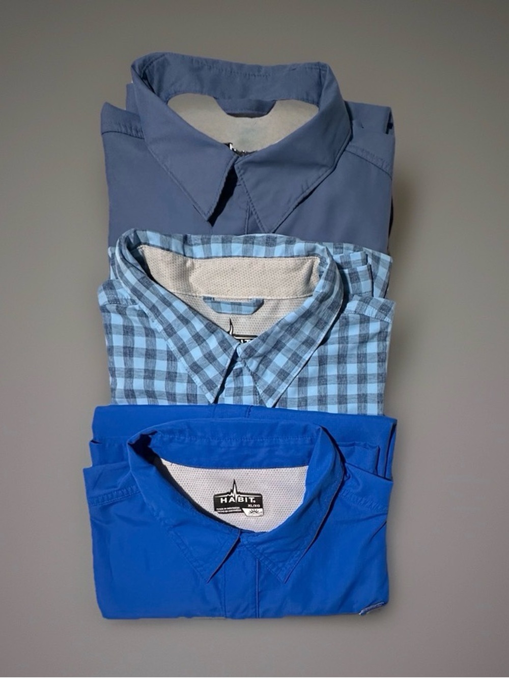 HABIT Men's Long Sleeve Fishing Shirt With Vents, Bundle of 3